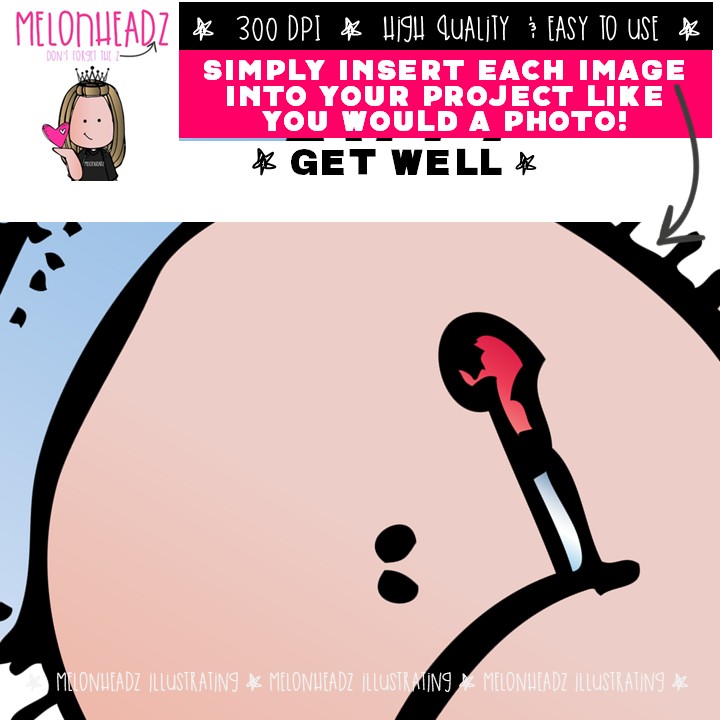 Get well clip art, Sick, Broken arm, leg COLORED Version - Image 3