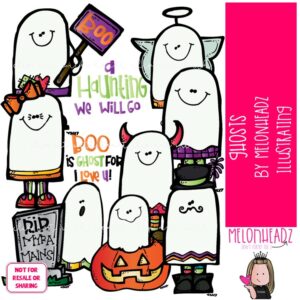 Ghosties clip art, Halloween COLORED Version