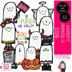 Ghosties clip art, Halloween COMBO PACK