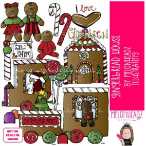 Gingerbread House clip art, Christmas clip art, Cookie clip art COLORED Version