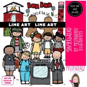 Gingerbread clip art, Cookie clip art LINE ART and BLACK AND WHITE