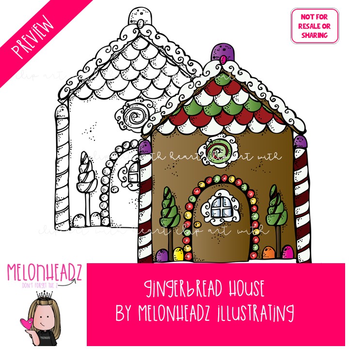 Gingerbread House clip art, Christmas clip art, Cookie clip art COMBO PACK - Image 2