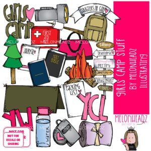 Girls Camp Stuff clip art, LDS COLORED Version