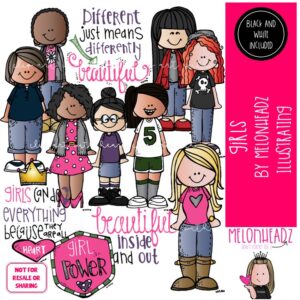 Girls clip art, teenager, unique COMBO PACK