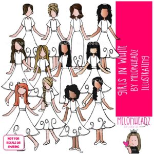 Girls in White clip art, Young Women, LDS COLORED Version