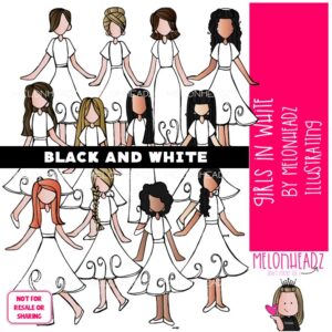 Girls in White clip art, Young Women, LDS BLACK AND WHITE