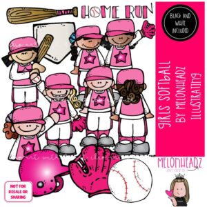 Girls Softball clip art, sport, mitt COMBO PACK