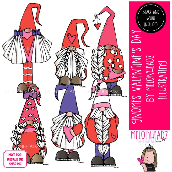 Gnomes clip art, Valentines Day Mini