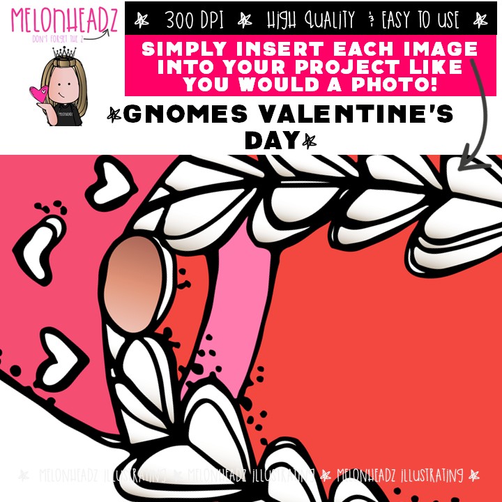 Gnomes clip art, Valentines Day Mini - Image 3
