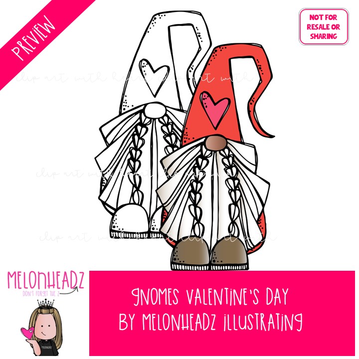 Gnomes clip art, Valentines Day Mini - Image 2