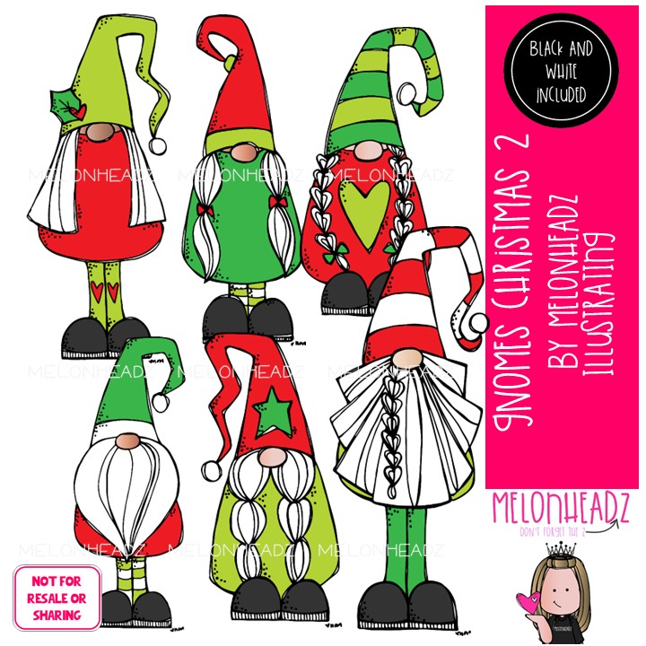 Gnomes clip art, Christmas clip art Set 2 Mini