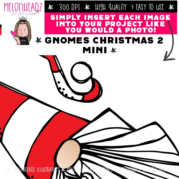 Gnomes clip art, Christmas clip art Set 2 Mini - Image 3
