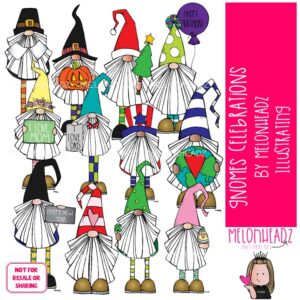 Gnomes clip art, Celebrations, Holidays COLORED Version