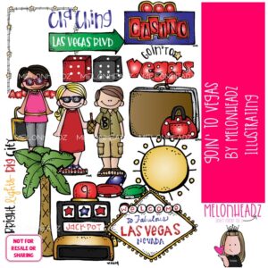 Goin to Vegas clip art, travel, conference COLORED Version