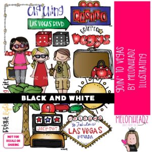 Goin to Vegas clip art, travel, conference BLACK AND WHITE