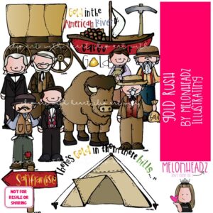 Gold Rush clip art, Historical Figure, covered wagon COLORED Version