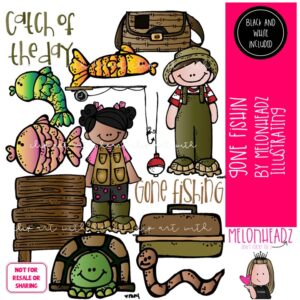 Gone Fishing clip art, sport, kids COMBO PACK