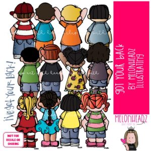 Got Your Back clip art, rear view, kidlettes COLORED Version