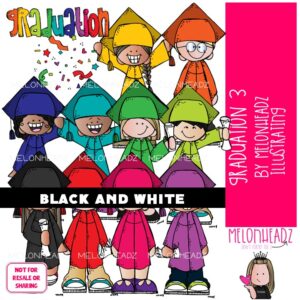 Graduation clip art Set 3 Commencement clip art BLACK AND WHITE