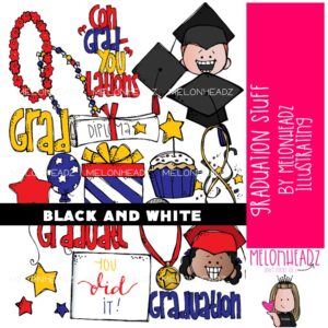 Graduation Stuff clip art Commencement clip art BLACK AND WHITE