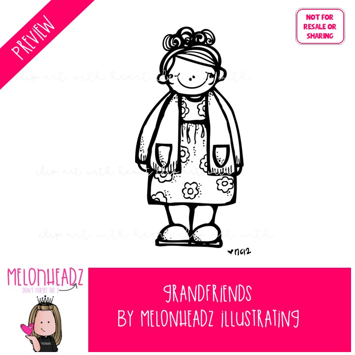 Grandfriends clip art Grandparents clip art Elderly clip art LINE ART and BLACK AND WHITE - Image 2