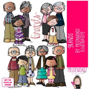 Grands clip art, grandparents, family COLORED Version