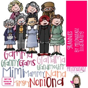 Grannies clip art, grandmother, family COLORED Version