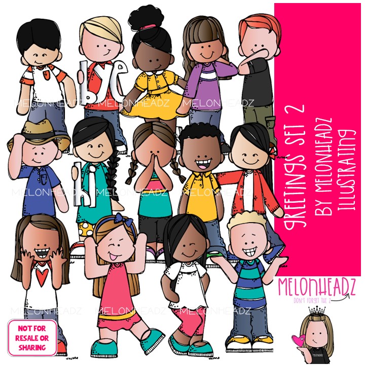 Greetings clip art Set 2, Welcome clip art, Hello & Goodbye clip art COLORED Version