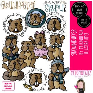 Groundhog Day clip art, button, word art COMBO PACK