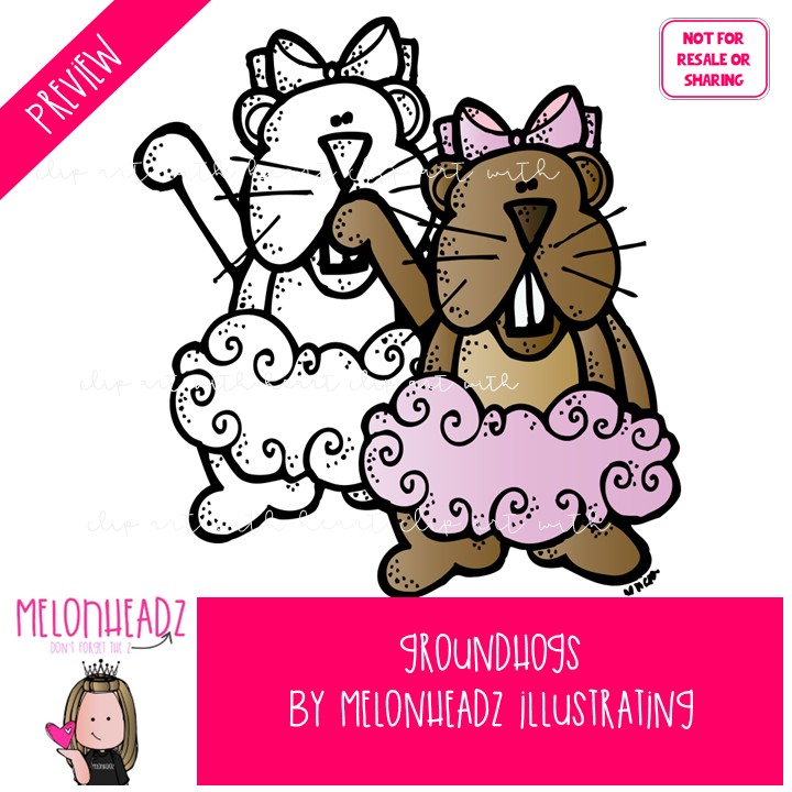 Groundhog Day clip art, button, word art COMBO PACK - Image 2