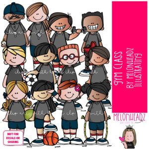 Gym Class clip art, exercise, physical education COLORED Version