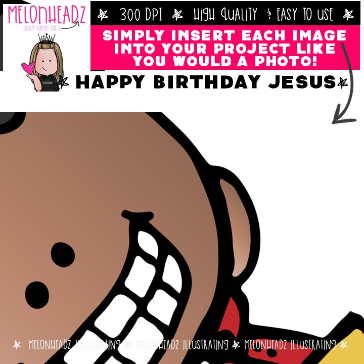 Happy Birthday Jesus clip art, Christmas clip art COLORED Version - Image 3
