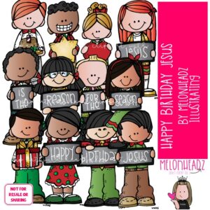 Happy Birthday Jesus clip art, Christmas clip art COLORED Version