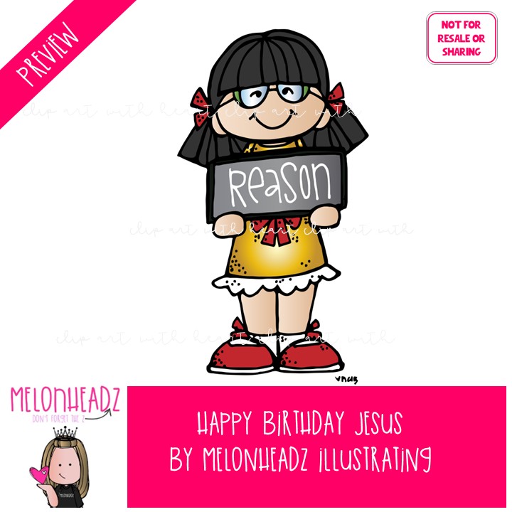 Happy Birthday Jesus clip art, Christmas clip art COLORED Version - Image 2