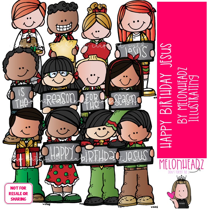 Happy Birthday Jesus clip art, Christmas clip art COLORED Version