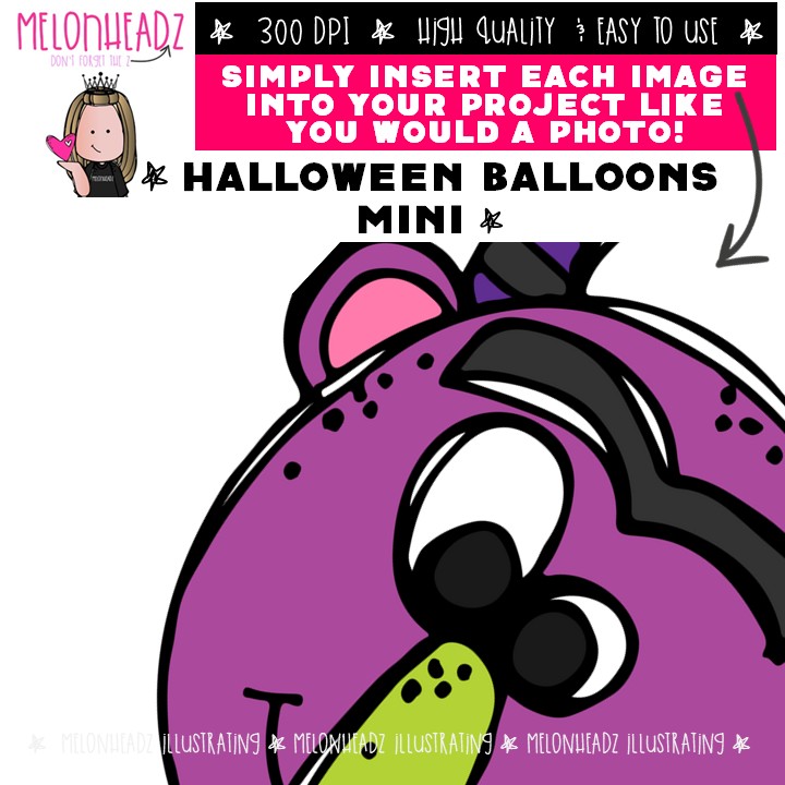 Halloween clip art, Balloons, monster Mini - Image 3