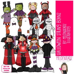 Halloween clip art, String Beanz, costume COLORED Version