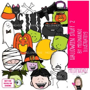 Halloween Stuff 2 clip art, vampire, spider COLORED Version