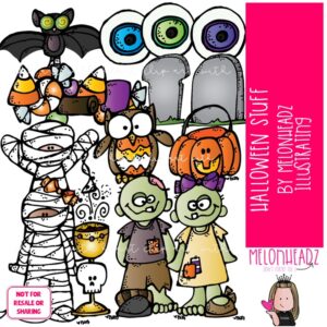 Halloween Stuff clip art, mummy, zombie COLORED Version