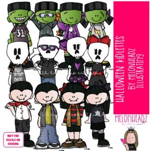 Halloween clip art, Kidlettes, monster COLORED Version