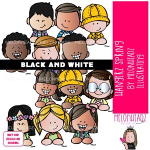 Hangerz clip art, Spring, topper BLACK AND WHITE