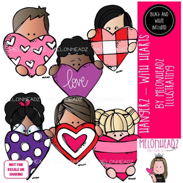 Hangerz with hearts clip art - Mini