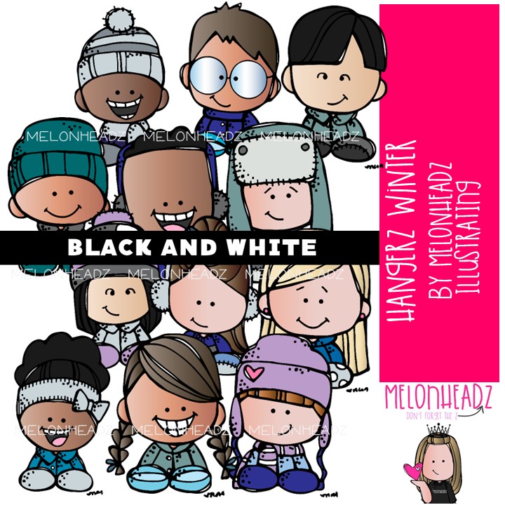 Hangerz clip art, Winter clip art BLACK AND WHITE