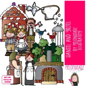Hansel and Gretel clip art, literature, book companion COLORED Version