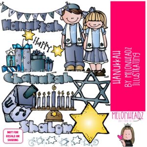 Hanukkah clip art, Jewish clip art COLORED Version