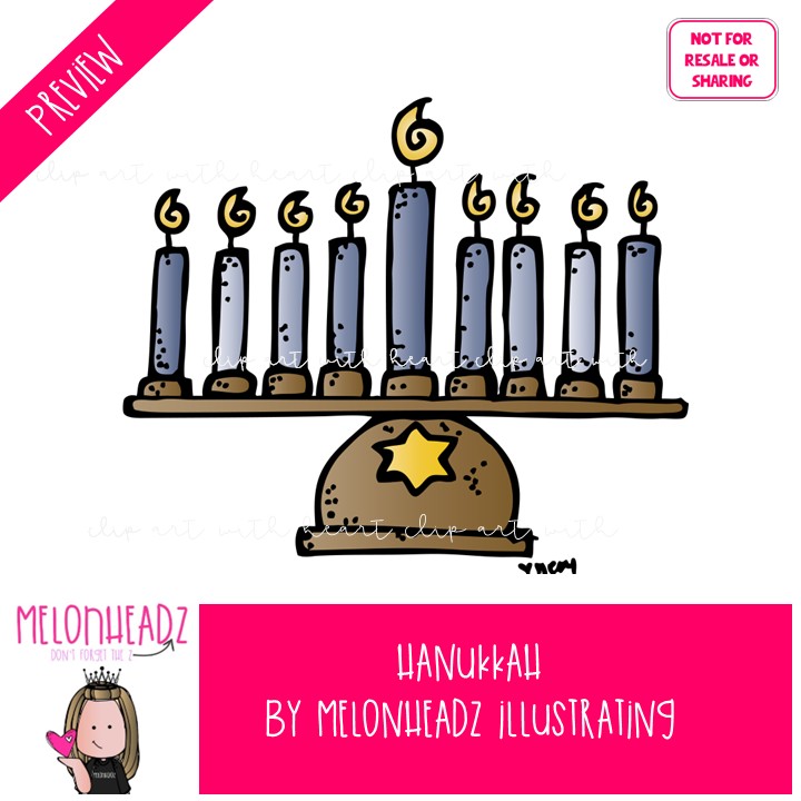 Hanukkah clip art, Jewish clip art COLORED Version - Image 2