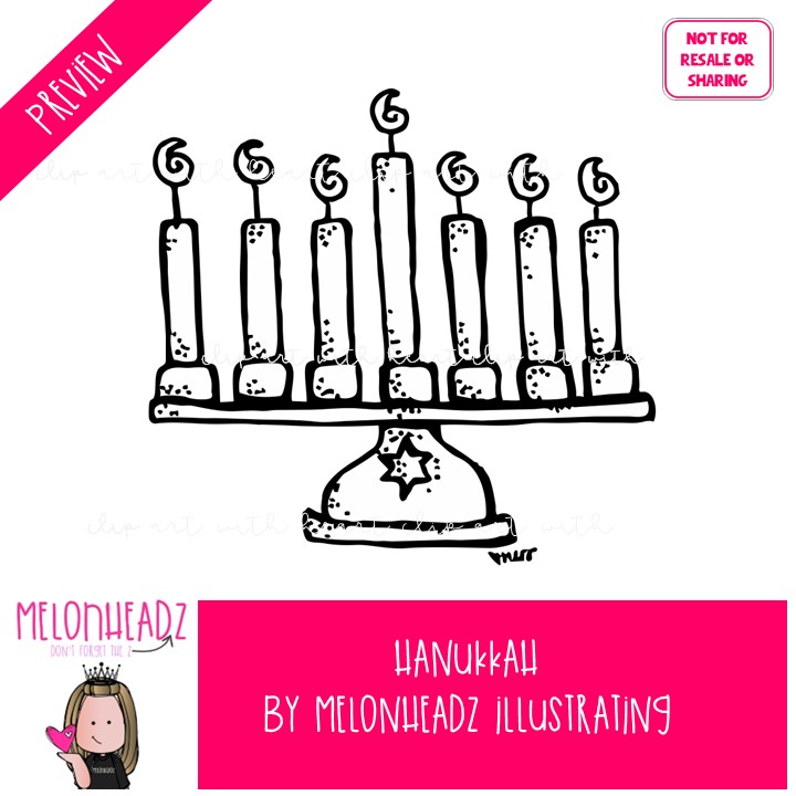 Hanukkah clip art, Jewish clip art LINE ART and BLACK AND WHITE - Image 2