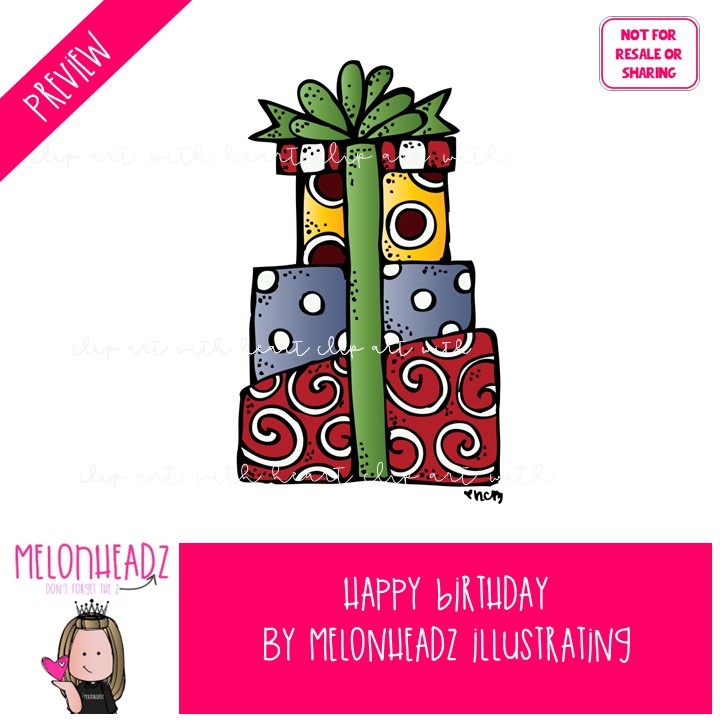 Happy Birthday clip art, party, balloons COLORED Version - Image 2