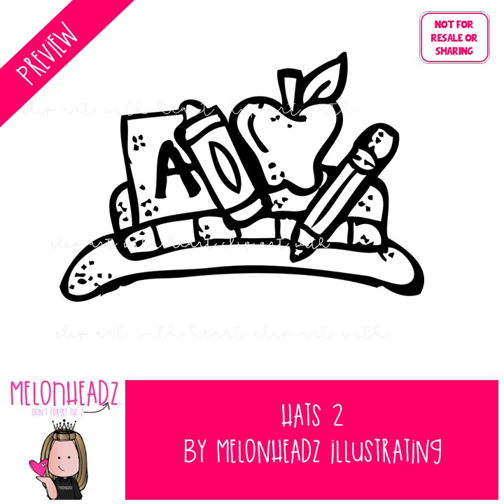 Hats 2 clip art, tiara, astronaut LINE ART and BLACK AND WHITE - Image 2