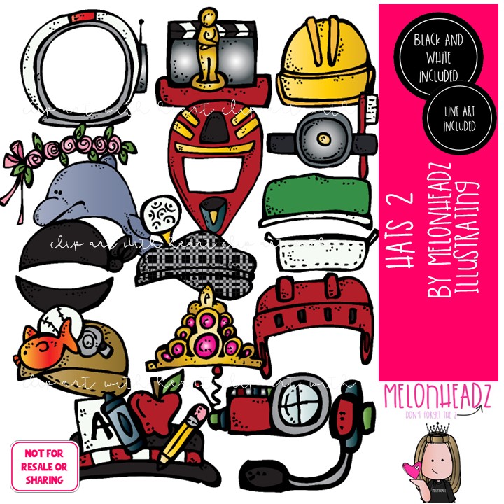 Hats 2 clip art, tiara, astronaut COMBO PACK